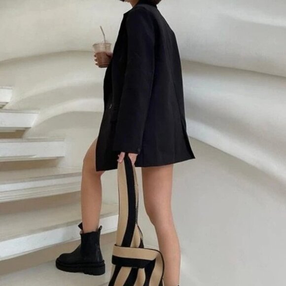 Double Breasted Lapel Neck Blazer black - Picture 9 of 16